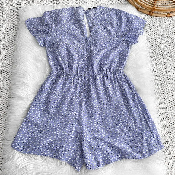 Rails Sophia Sky Blue Daisies Romper Floral Playsuit Button Front Blue White XS - Picture 14 of 15